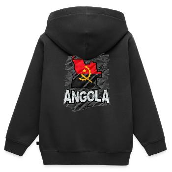 Angola - Kinder Premium Organic Zip Hoodie - Schwarz - Hinten - AI Model Kid Male (0cm)