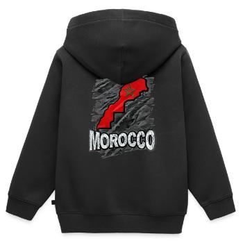 Maroc - Sweat Premium à capuche zippé enfant bio - noir - Dos - AI Model Kid Male (0cm)