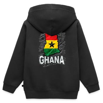 Ghana - Kinder Premium Organic Zip Hoodie - Schwarz - Hinten - AI Model Kid Male (0cm)
