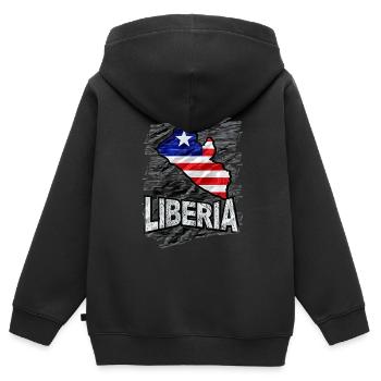 Liberia - Kinder Premium Organic Zip Hoodie - Schwarz - Hinten - AI Model Kid Male (0cm)