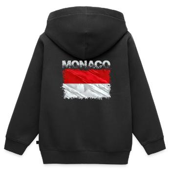 Monaco - Sweat Premium à capuche zippé enfant bio - noir - Dos - AI Model Kid Male (0cm)
