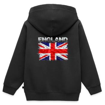 Großbritannien - Kinder Premium Organic Zip Hoodie - Schwarz - Hinten - AI Model Kid Male (0cm)