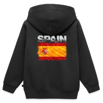 Spanien - Kinder Premium Organic Zip Hoodie - Schwarz - Hinten - AI Model Kid Male (0cm)