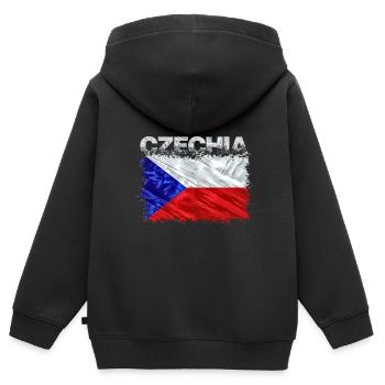 Tchéquie - Sweat Premium à capuche zippé enfant bio - noir - Dos - AI Model Kid Male (0cm)