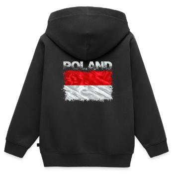 Polen - Kinder Premium Organic Zip Hoodie - Schwarz - Hinten - AI Model Kid Male (0cm)