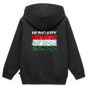 Ungarn - Kinder Premium Organic Zip Hoodie - Schwarz - Hinten - AI Model Kid Male (0cm)