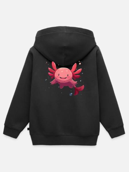 Söpö Kawaii Axolotl vedenalainen faneille - Lasten Premium vetoketjullinen huppari luomu - musta