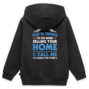 Immobilienmakler - Kinder Premium Organic Zip Hoodie - Schwarz - Hinten - AI Model Kid Male (0cm)