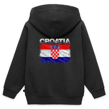 Kroatien - Kinder Premium Organic Zip Hoodie - Schwarz - Hinten - AI Model Kid Male (0cm)