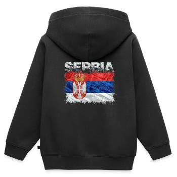 Serbien - Kinder Premium Organic Zip Hoodie - Schwarz - Hinten - AI Model Kid Male (0cm)