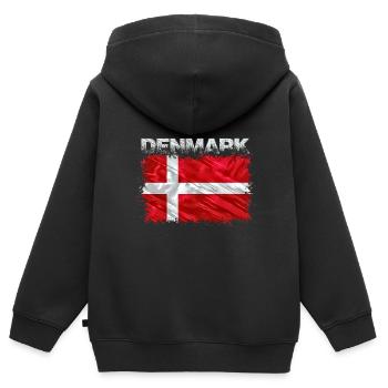 Dänemark - Kinder Premium Organic Zip Hoodie - Schwarz - Hinten - AI Model Kid Male (0cm)