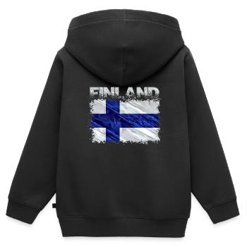 Finnland - Kinder Premium Organic Zip Hoodie - Schwarz - Hinten - AI Model Kid Male (0cm)