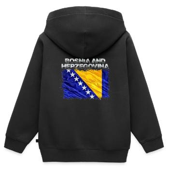 Bosnie-Herzégovine - Sweat Premium à capuche zippé enfant bio - noir - Dos - AI Model Kid Male (0cm)