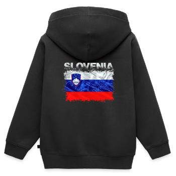 Slowenien - Kinder Premium Organic Zip Hoodie - Schwarz - Hinten - AI Model Kid Male (0cm)