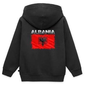 Albanien - Kinder Premium Organic Zip Hoodie - Schwarz - Hinten - AI Model Kid Male (0cm)