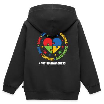 Autismus Awareness Day Autist Geschenk - Kinder Premium Organic Zip Hoodie - Schwarz - Hinten - AI Model Kid Male (0cm)