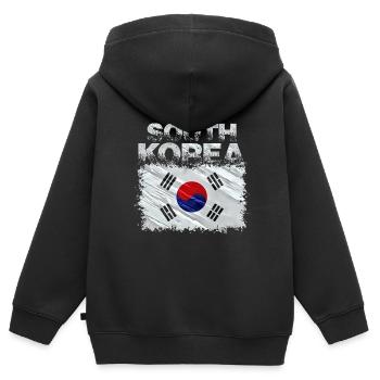 Corée du Sud - Sweat Premium à capuche zippé enfant bio - noir - Dos - AI Model Kid Male (0cm)