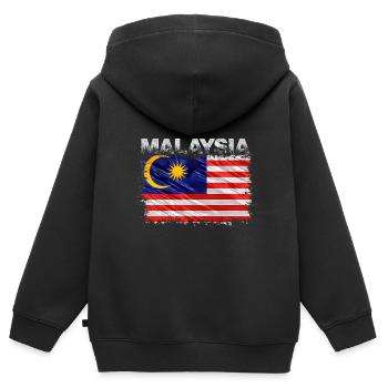 Malaysia - Kinder Premium Organic Zip Hoodie - Schwarz - Hinten - AI Model Kid Male (0cm)