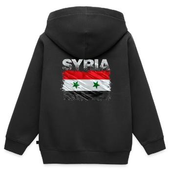 Syrien - Kinder Premium Organic Zip Hoodie - Schwarz - Hinten - AI Model Kid Male (0cm)