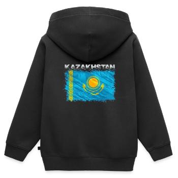 Kazakhstan - Kids Premium Organic Zip-up Hoodie - black - Back - AI Model Kid Male (0cm)