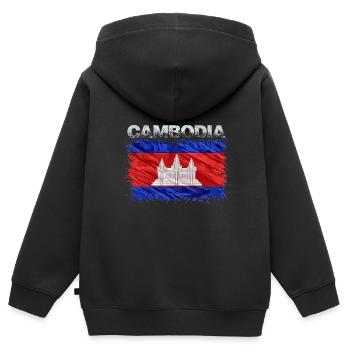 Kambodscha - Kinder Premium Organic Zip Hoodie - Schwarz - Hinten - AI Model Kid Male (0cm)