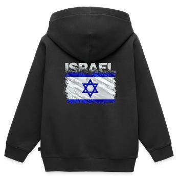 Israel - Kinder Premium Organic Zip Hoodie - Schwarz - Hinten - AI Model Kid Male (0cm)