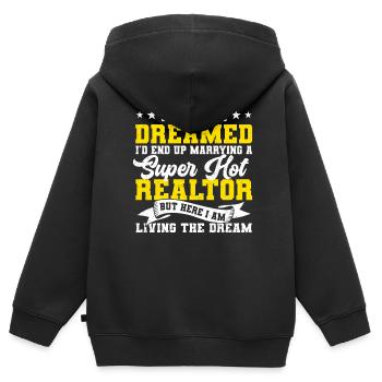 Immobilienmakler - Kinder Premium Organic Zip Hoodie - Schwarz - Hinten - AI Model Kid Male (0cm)