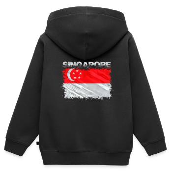 Singapour - Sweat Premium à capuche zippé enfant bio - noir - Dos - AI Model Kid Male (0cm)