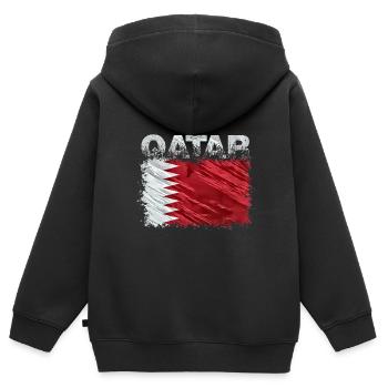 Katar - Kinder Premium Organic Zip Hoodie - Schwarz - Hinten - AI Model Kid Male (0cm)