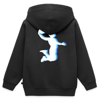 T-shirt de basket-ball B-ball Dunking Rebound Player - Sweat Premium à capuche zippé enfant bio - noir - Dos - AI Model Kid Male (0cm)
