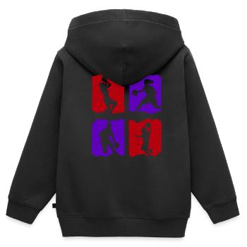 T-shirt de basket-ball B-ball Dunking Rebound Player - Sweat Premium à capuche zippé enfant bio - noir - Dos - AI Model Kid Male (0cm)