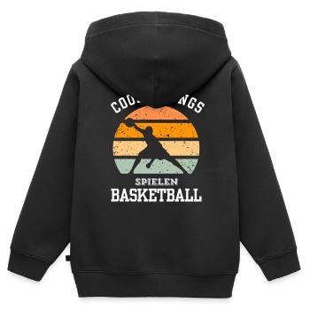 T-shirt de basket-ball B-ball Dunking Rebound Player - Sweat Premium à capuche zippé enfant bio - noir - Dos - AI Model Kid Male (0cm)