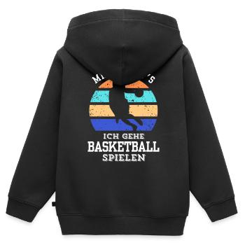 T-shirt de basket-ball B-ball Dunking Rebound Player - Sweat Premium à capuche zippé enfant bio - noir - Dos - AI Model Kid Male (0cm)