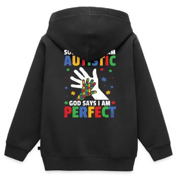 Autisme - Sweat Premium à capuche zippé enfant bio - noir - Dos - AI Model Kid Male (0cm)
