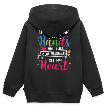 Autismus - Kinder Premium Organic Zip Hoodie - Schwarz - Hinten - AI Model Kid Male (0cm)