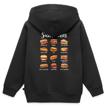 Le monde des sandwichs - Sweat Premium à capuche zippé enfant bio - noir - Dos - AI Model Kid Male (0cm)