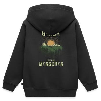 Berge lieber als Menschen Wandern für Naturfreunde - Kinder Premium Organic Zip Hoodie - Schwarz - Hinten - AI Model Kid Male (0cm)