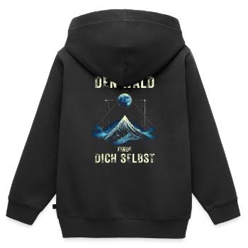 Entdecke den Wald - Natur Wandern Outdoor - Kinder Premium Organic Zip Hoodie - Schwarz - Hinten - AI Model Kid Male (0cm)