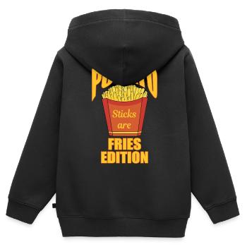 Potato Sticks Are Fries Edition - Kids Premium Organic Zip-up Hoodie - black - Back - AI Model Kid Male (0cm)
