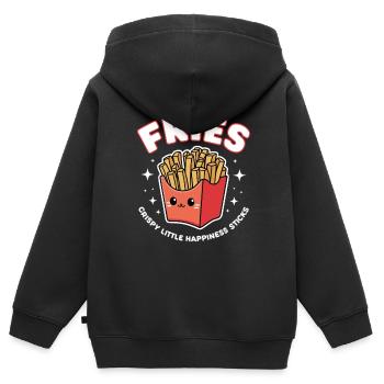 Frittierte Pommes Kartoffel Stäbchen Fast Food - Kinder Premium Organic Zip Hoodie - Schwarz - Hinten - AI Model Kid Male (0cm)