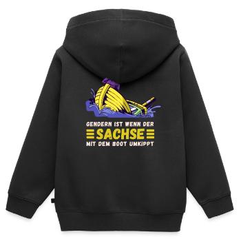 Gendern Tshirt Herren Damen Lustig Witzig Spruch - Kinder Premium Organic Zip Hoodie - Schwarz - Hinten - AI Model Kid Male (0cm)