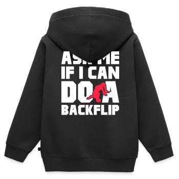 Backflip Salto Acrobaties Parkour Gymnastique Cadeau - Sweat Premium à capuche zippé enfant bio - noir - Dos - AI Model Kid Male (0cm)