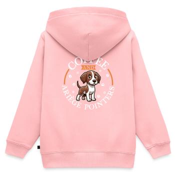 Kaffee und Braque de l'Ariège - Kinder Premium Organic Zip Hoodie - Rosa - Hinten - AI Model Kid Female (0cm)