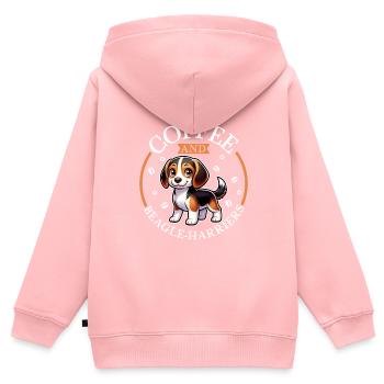Kaffee und Beagle-Harrier - Kinder Premium Organic Zip Hoodie - Rosa - Hinten - AI Model Kid Female (0cm)