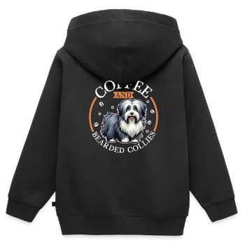 Kaffee und Bearded Collie - Kinder Premium Organic Zip Hoodie - Schwarz - Hinten - AI Model Kid Male (0cm)