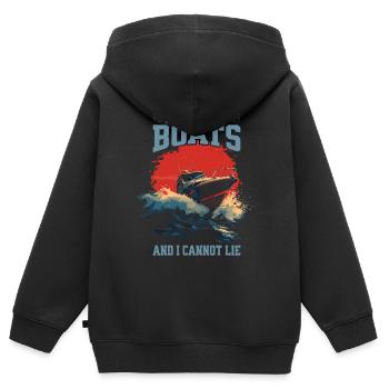 I Like Big Boats And I Cannot Lie – Schnellboot - Kinder Premium Organic Zip Hoodie - Schwarz - Hinten - AI Model Kid Male (0cm)