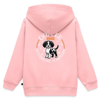 Coffee and Braque d'Auvergne - Kids Premium Organic Zip-up Hoodie - rose - Back - AI Model Kid Female (0cm)