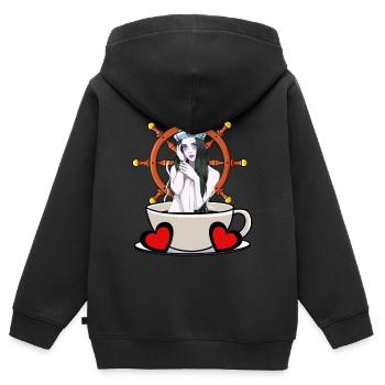 Maritim Steuerrad Steuermann Seefahrt Matrose Moin - Kinder Premium Organic Zip Hoodie - Schwarz - Hinten - AI Model Kid Male (0cm)