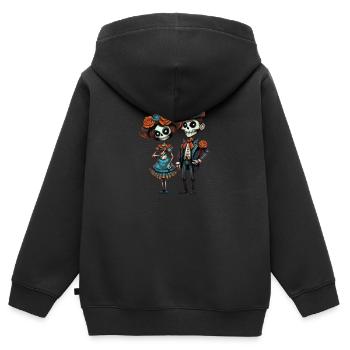 Skelettpaar im viktorianischen Stil Tag der Toten - Kinder Premium Organic Zip Hoodie - Schwarz - Hinten - AI Model Kid Male (0cm)