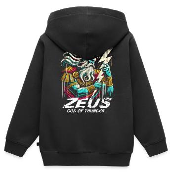 Zeus, dieu grec du tonnerre - Sweat Premium à capuche zippé enfant bio - noir - Dos - AI Model Kid Male (0cm)